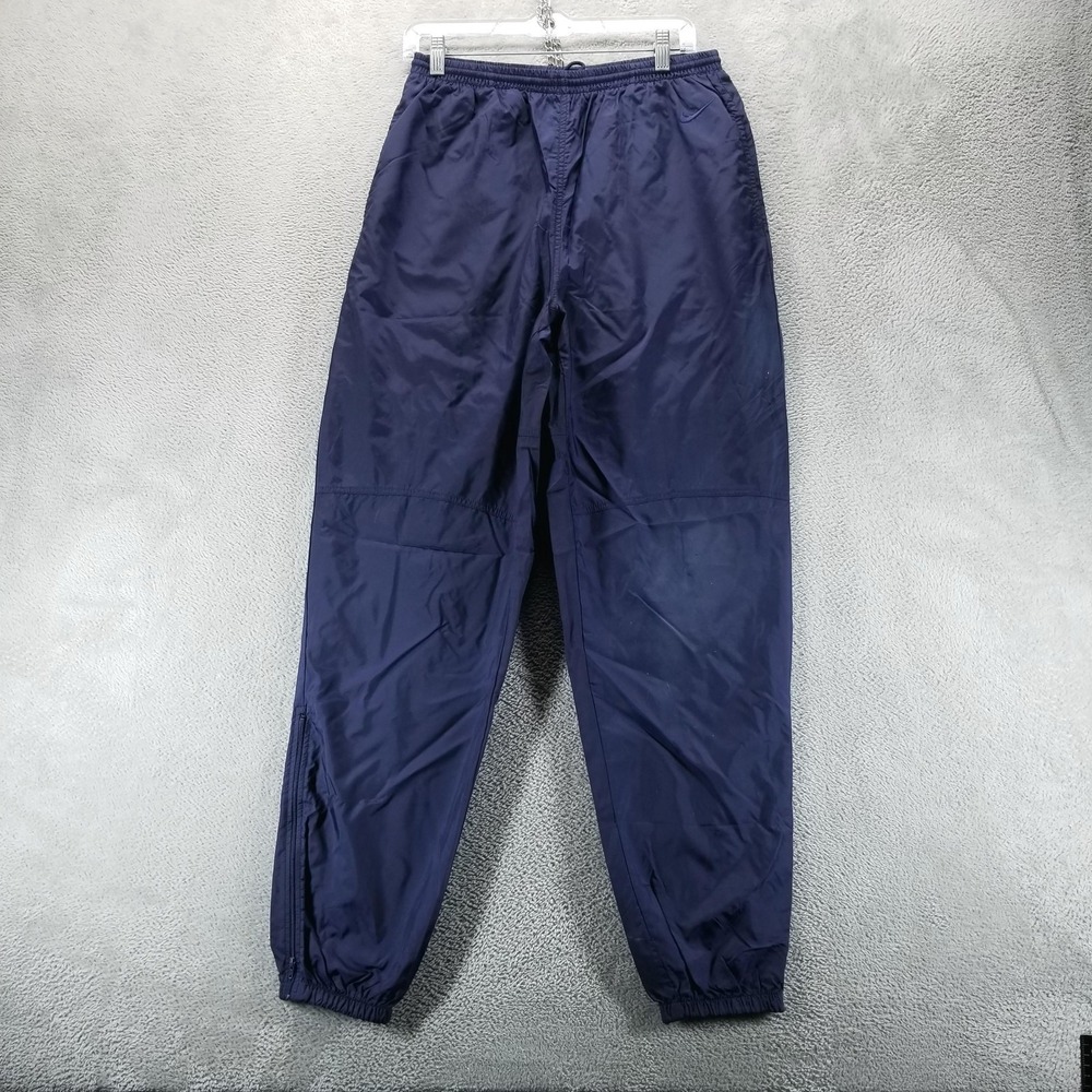 VTG Nike Track Pants Mens L Blue Nylon Warm Up Ankle Zip Gym Running Workout